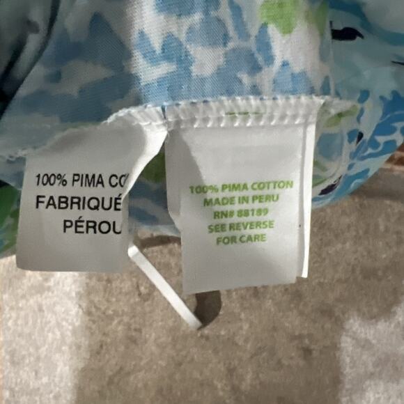 LILLY PULITZER ELIZA Sz LARGE Spa Blue Lets Cha Cha Pima Cotton Shirt Dress EXC - Picture 5 of 6